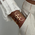 Wholesale hollow-out bangle bracelets - european & american cross-border jewelry, unique polished alloy bangles, high-end wide geometric bracelets for women