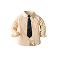 Kids' korean style spring new arrival boys' shirt - preppy style lightweight cotton white long sleeve shirt with tie