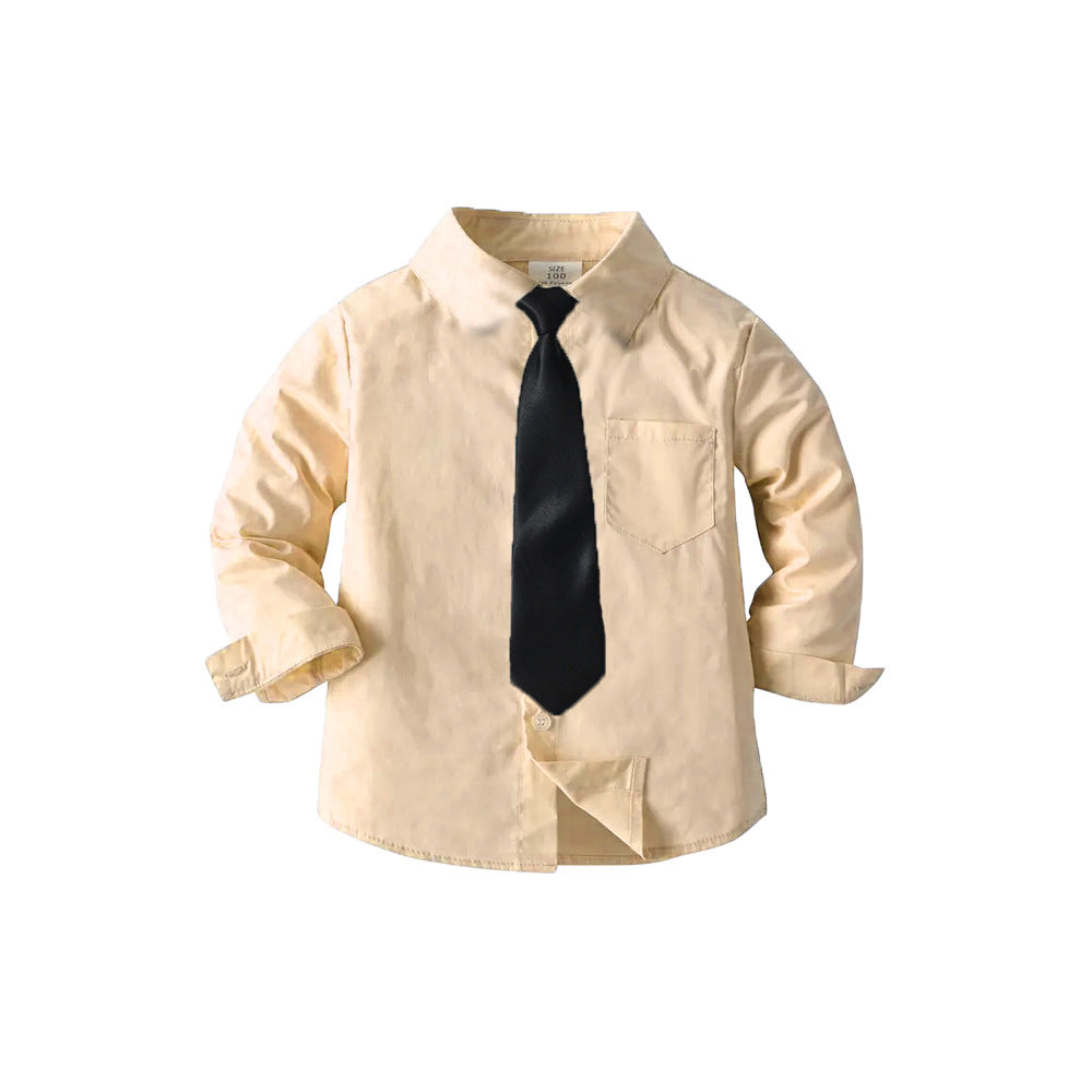 Source manufacturer springnew arrival boys shirtpreppy style thin cotton whitelong sleevesshirt boys shirt free tie