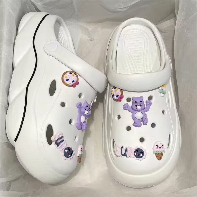 Women's clogs summer wholesale outdoor wear 2024 new thick sole beach couple closed toe half slippers women's sandals
