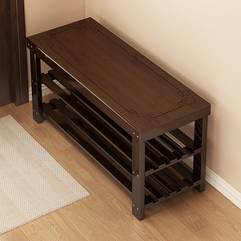 Solid wood shoe rack bench for entryway, shoe changing stool, household shoe cabinet with integrated bench seat for home use