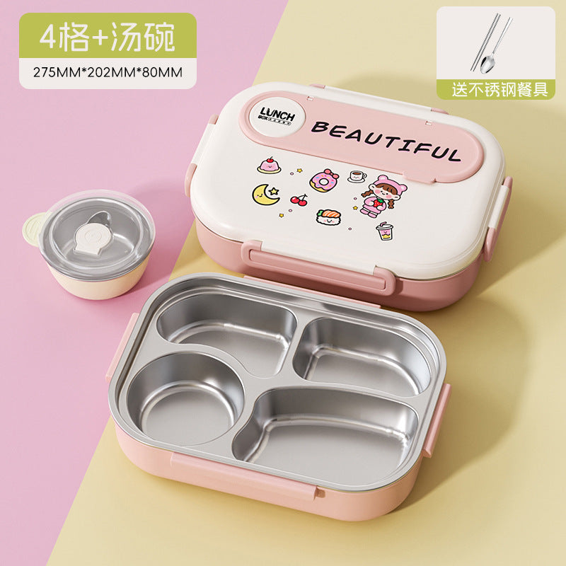 Kids' insulated lunch box - perfect for elementary and middle school students - divided compartment bento box - 304 stainless steel lunch container for boys