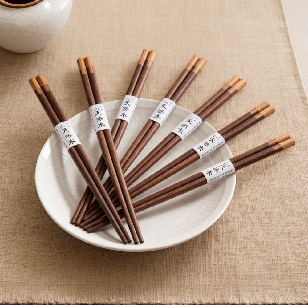 [10 pairs] black walnut wood chopsticks, high-end wooden chopsticks for home use, solid wood spliced chopsticks for gifting, one chopstick per person