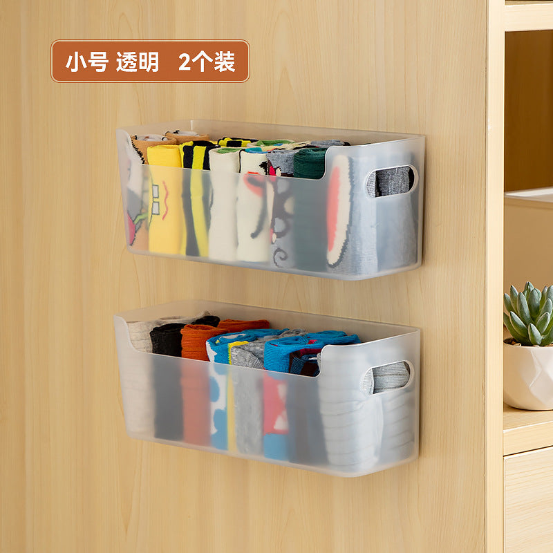 Bathroom wall-mounted underwear storage box Plastic finishing underwear storage box Wall-mounted non-punching socks storage box