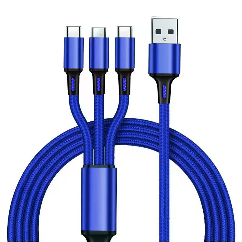 100w super fast charging 3-in-1 data cable, compatible with huawei and apple phones, 3-in-1 flash charge braided charging cable