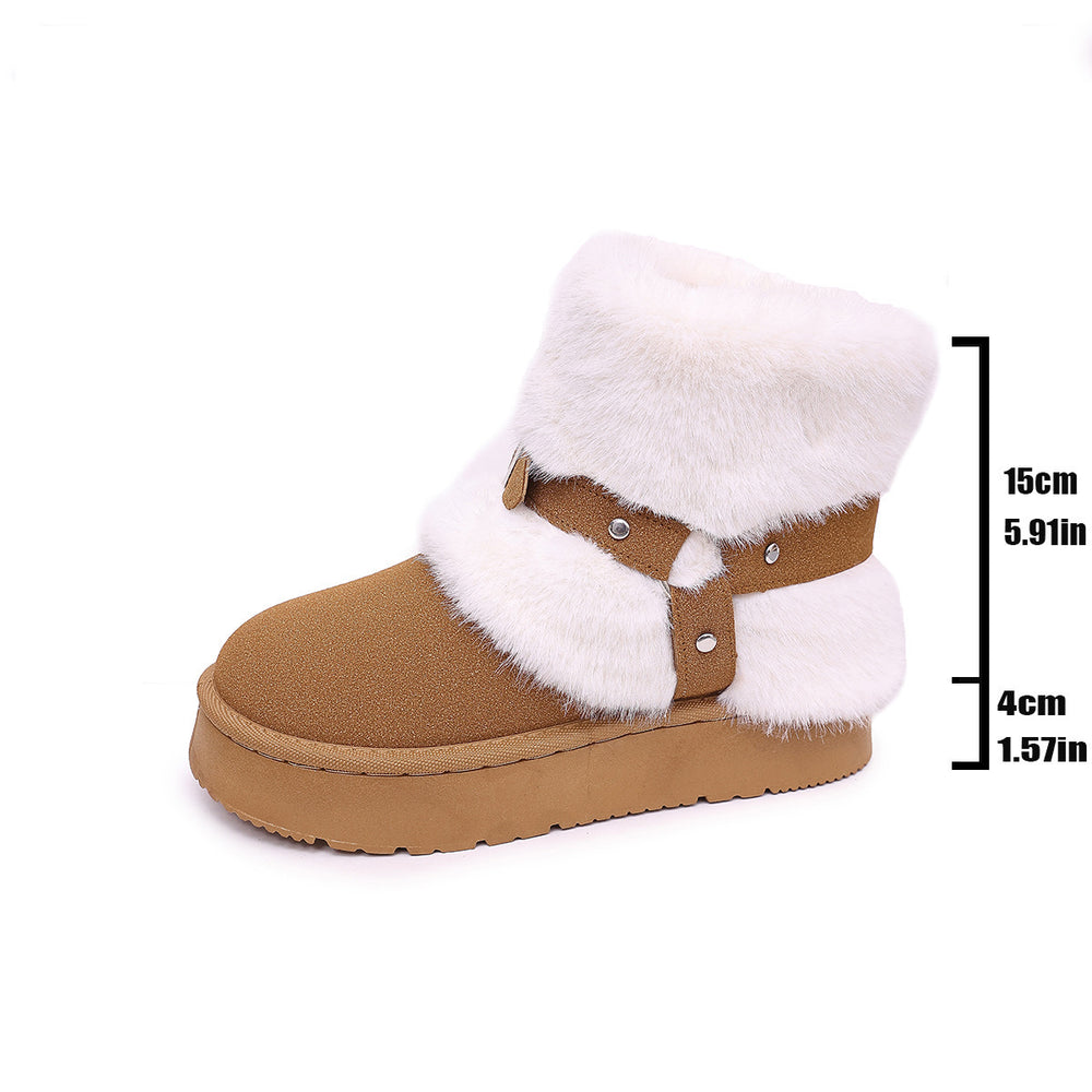 thick sole snow boots for women winternew arrivalfashionexportplus size round toe flats slip-on heattech cotton shoes