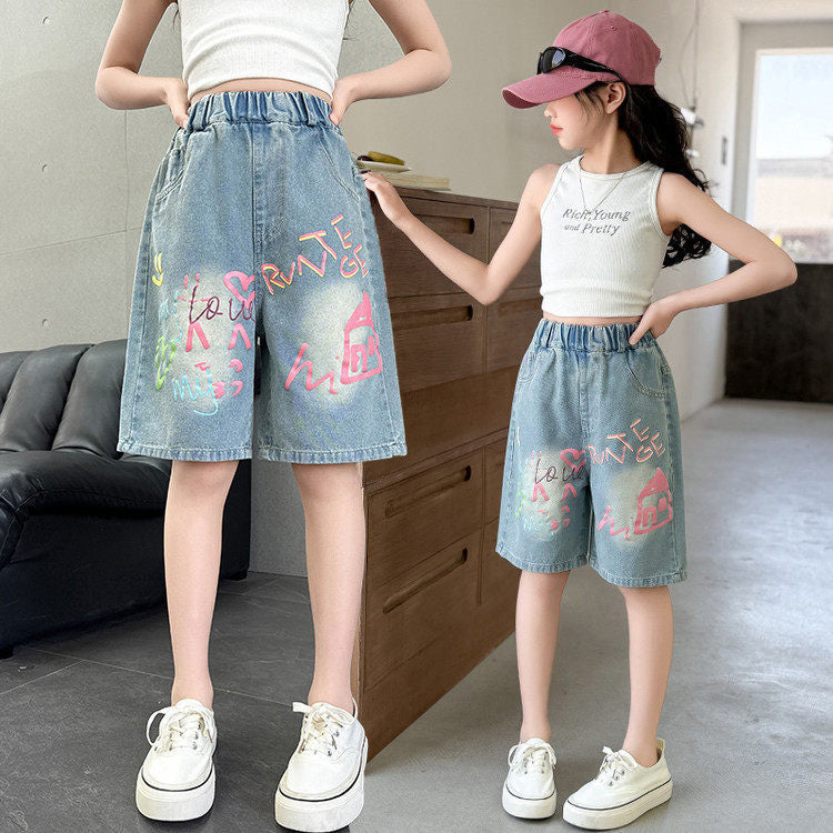 Girlshortssummer pants thin summer pants women's youthnew arrival denim shorts loose pants