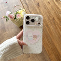 Large view white border phone case for iphone 18, apple 17 pro max - star, heart, rabbit, and bear design protective cover