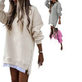 independent station  hot seller: autumn/winter fashion patchwork side-zip pullover sweatshirt for women