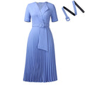 D593  fashion sexy short sleeve v neckfashionelegantelegance pleated plus sizehigh waist african dress