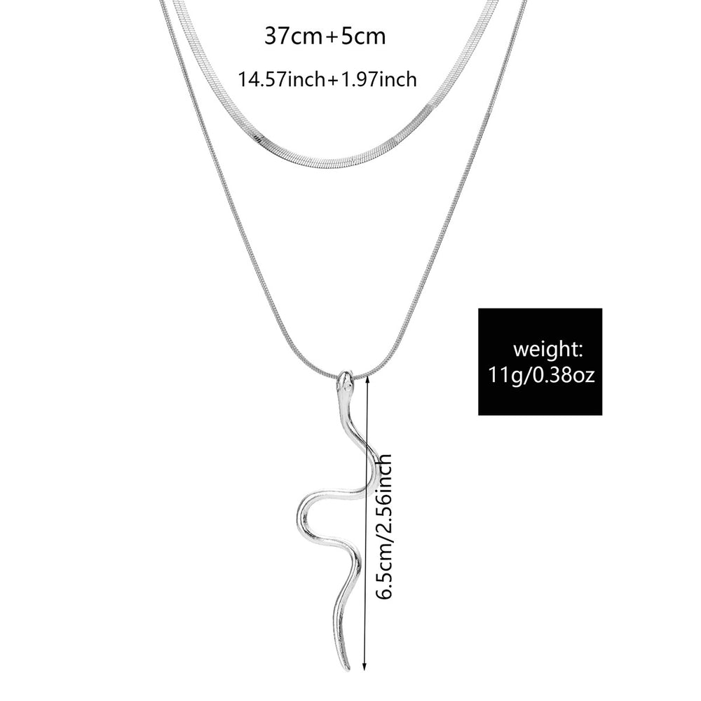 Wholesale snake pendants: european and american cross-border creative necklaces, fashionable minimalist double-layer stackable hip-hop zodiac snake jewelry for women