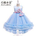 kids dress colorfulbows princess dress female flower girl wedding dress catwalk trailing skirt girl dress