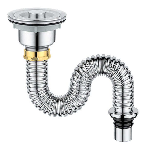 Vegetable basin, stainless steel sewer pipe, sewer, kitchen single slot, deodorant and anti-reverse water, extended drain pipe, pool accessories
