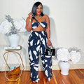 European and american cross-border women's clothing  set fashionable sexy tie-dye bandeau top and wide-leg pants two-piece set