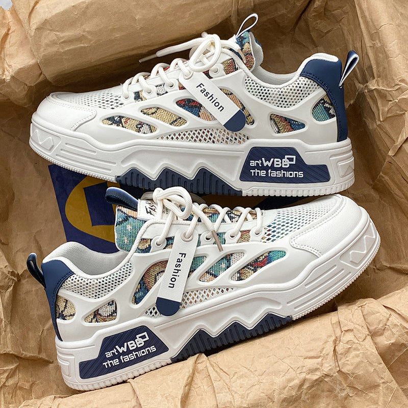 Men's skate shoes - spring 2026 new collection: breathable mesh, athletic & casual style. trendy, versatile white sneakers for teens and young adults