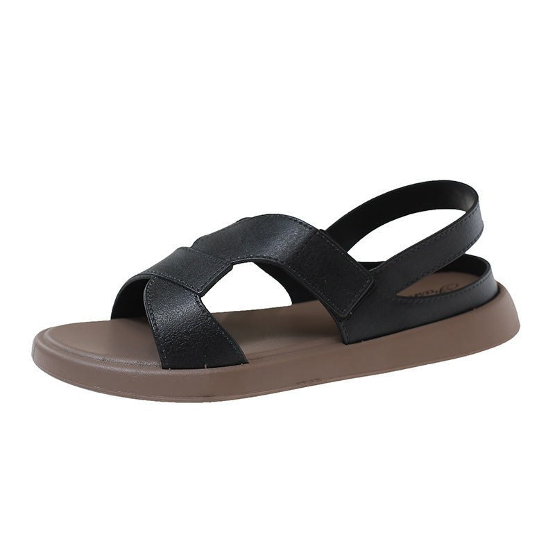 Thick sole heightened beach sandals women's summer outwear 2026new arrivalnon-slip with skirt casual roman sandals slip-on