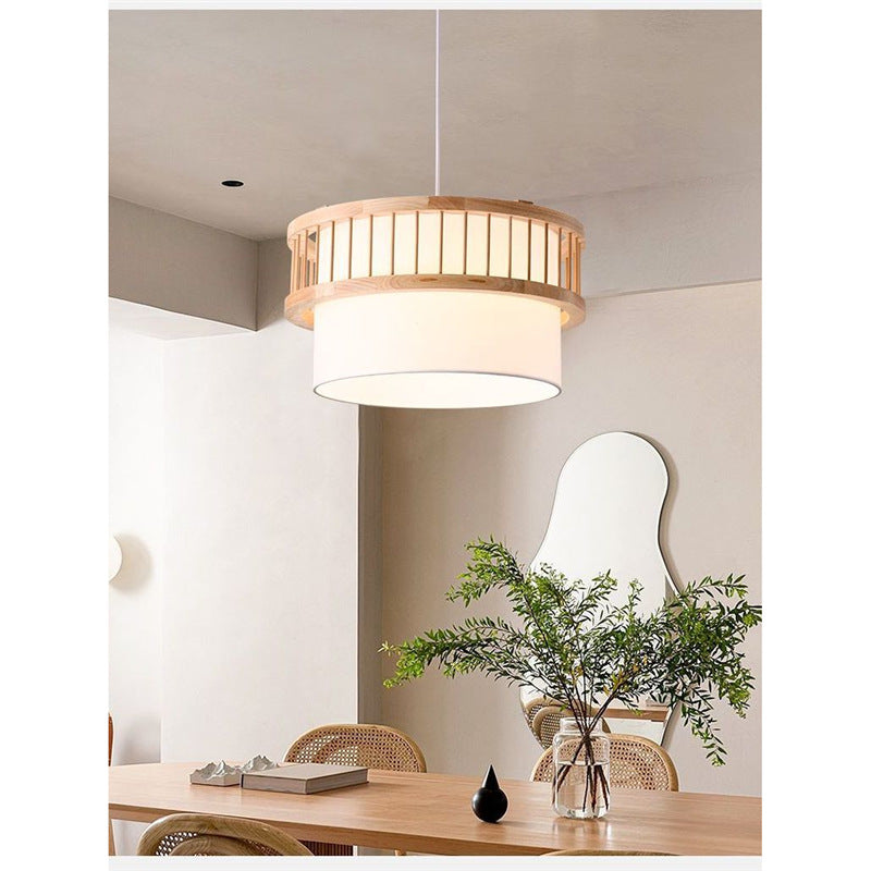 Nordic solid wood pendant light - restaurant, dining, hotel private room, noodle shop hanging lamp - japanese style master bedroom lighting fixture