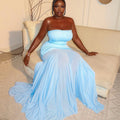 European and american cross-border women's fashion:  summer new arrivals - sexy and elegant bandeau bodycon pleated maxi dress