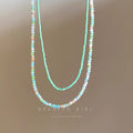 Summer dopamine colorful beaded necklace women's light luxury niche double layered clavicle chain 2025 new neck chain