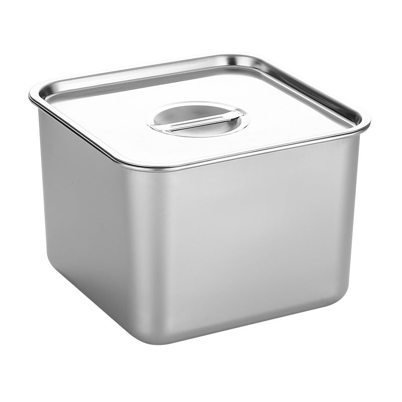 Stainless steel square condiment dispenser with lid - commercial kitchen spice jar, sauce container, bbq seasoning cup