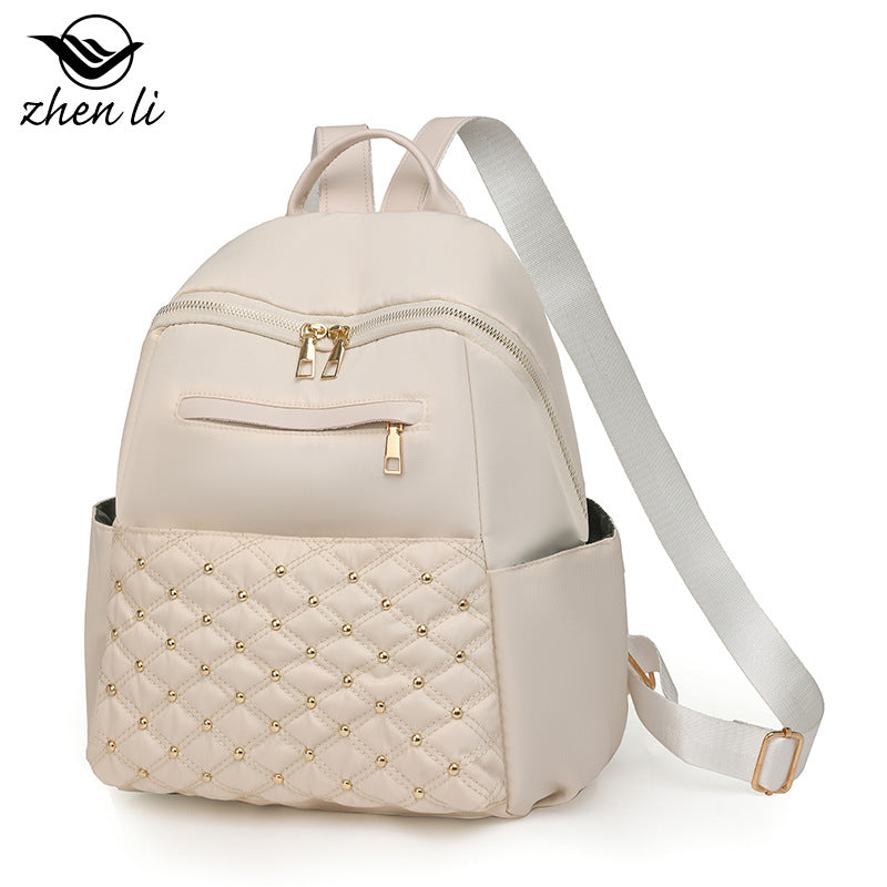 Cross-border wholesale nylon waterproof backpack 2023 new casual simple women's bag large capacity diamond travel backpack