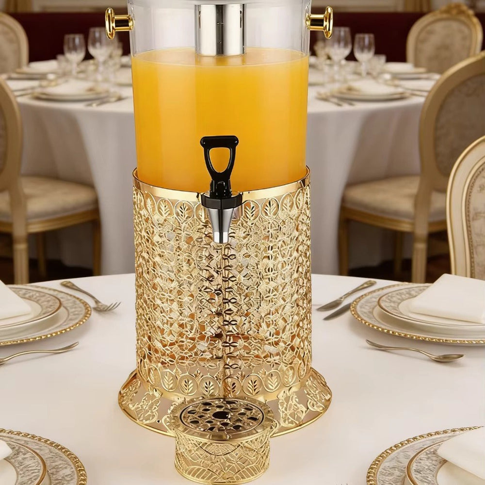 Gold stainless steel self-service beverage dispenser, 8l european-style juice machine, hotel banquet cold drink dispenser - in stock