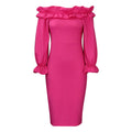 D3169 european and american style women's new autumn  off-the-shoulder long sleeve elegant slim-fit plus size export dress