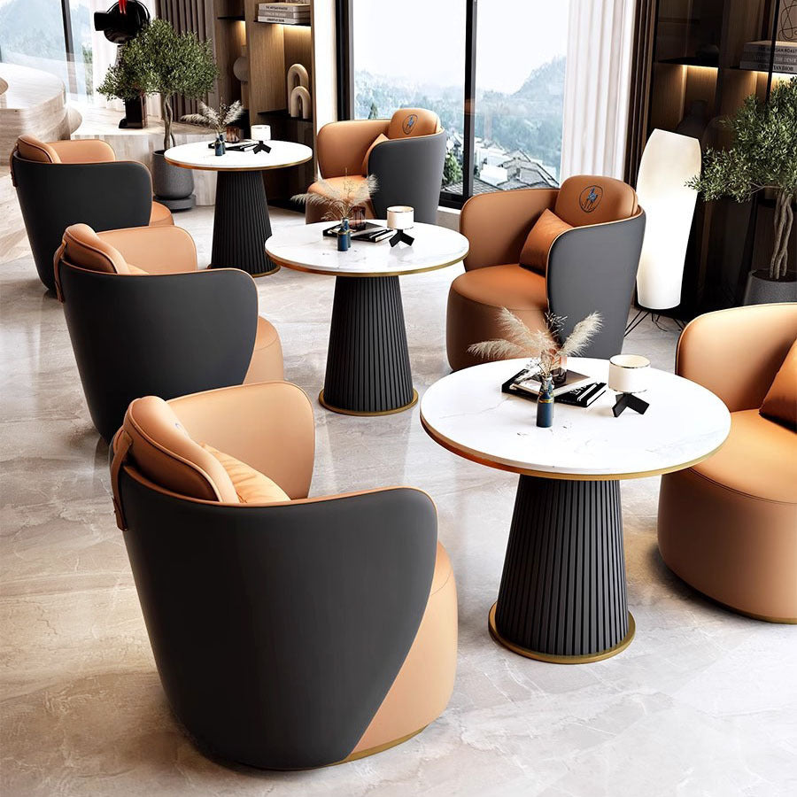 Accessible luxury sales office cafe single sofa hotel lobby casual leather sofa reception office coffee table sofa