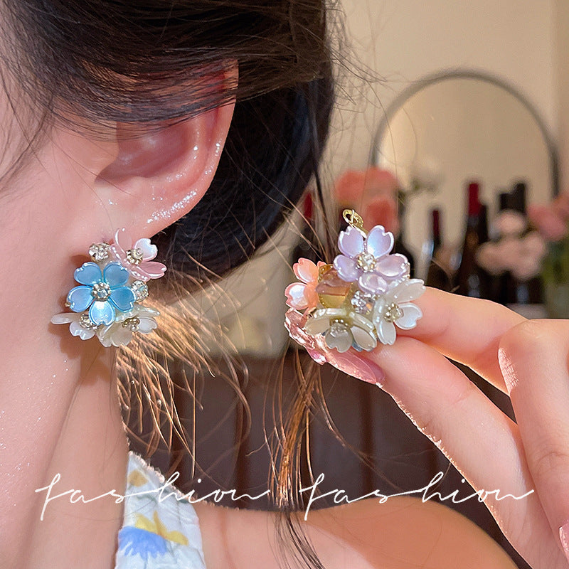 French chic floral earrings - dopamine dressing, luxury & high-end, vacation vibes, statement earrings