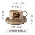 Japanese-style aesthetic ceramic cup and saucer set - rustic pottery coffee cup and saucer - creative handmade gift - funnel cup - afternoon tea cup