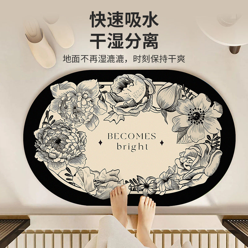 Soft diatom mud bathroom floor mat bathroom non-slip floor mat toilet absorbent carpet toilet door foot mat quick drying