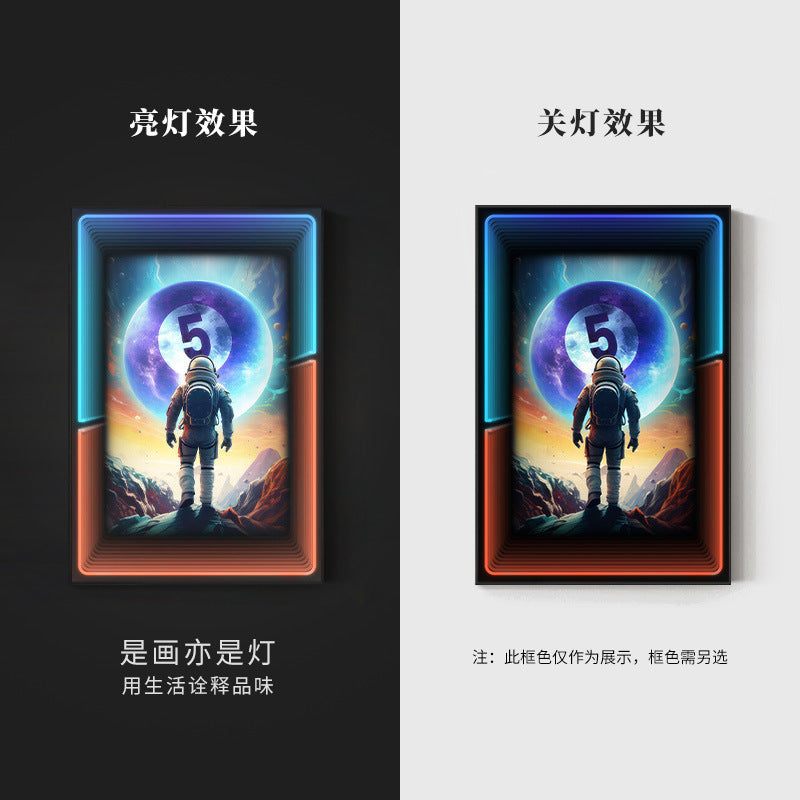 Black eight ball astronaut billiard hall wall decoration painting luminous billiard room hanging painting chess and card club atmosphere light painting