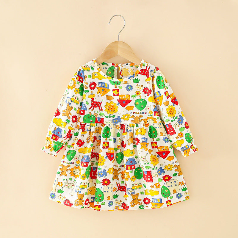 Girls' autumn dresses: simple spring/autumn dresses for toddlers and young children, korean style princess dresses, baby dresses for autumn and winter