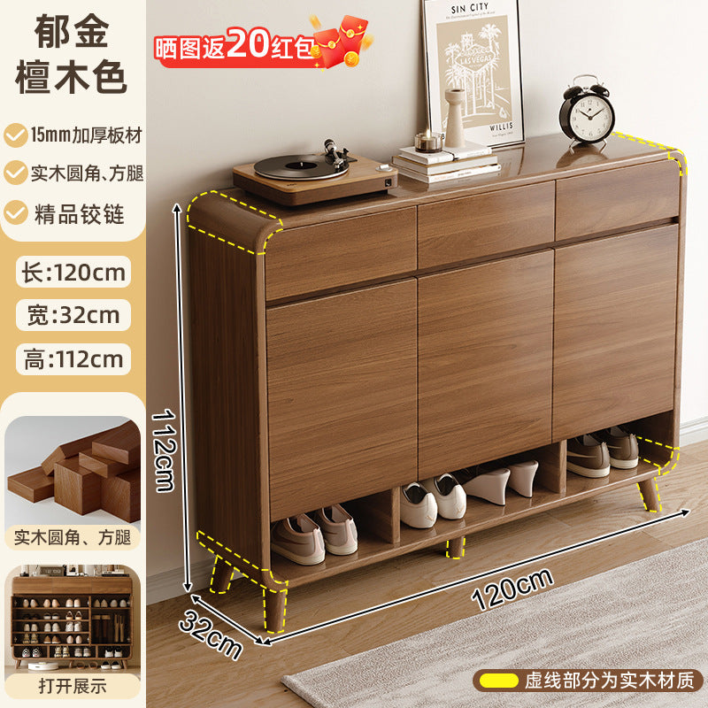 Shoe cabinet household entrance home storage integrated against the wall indoor entrance corridor corridor 2025 explosion solid wood shoe rack
