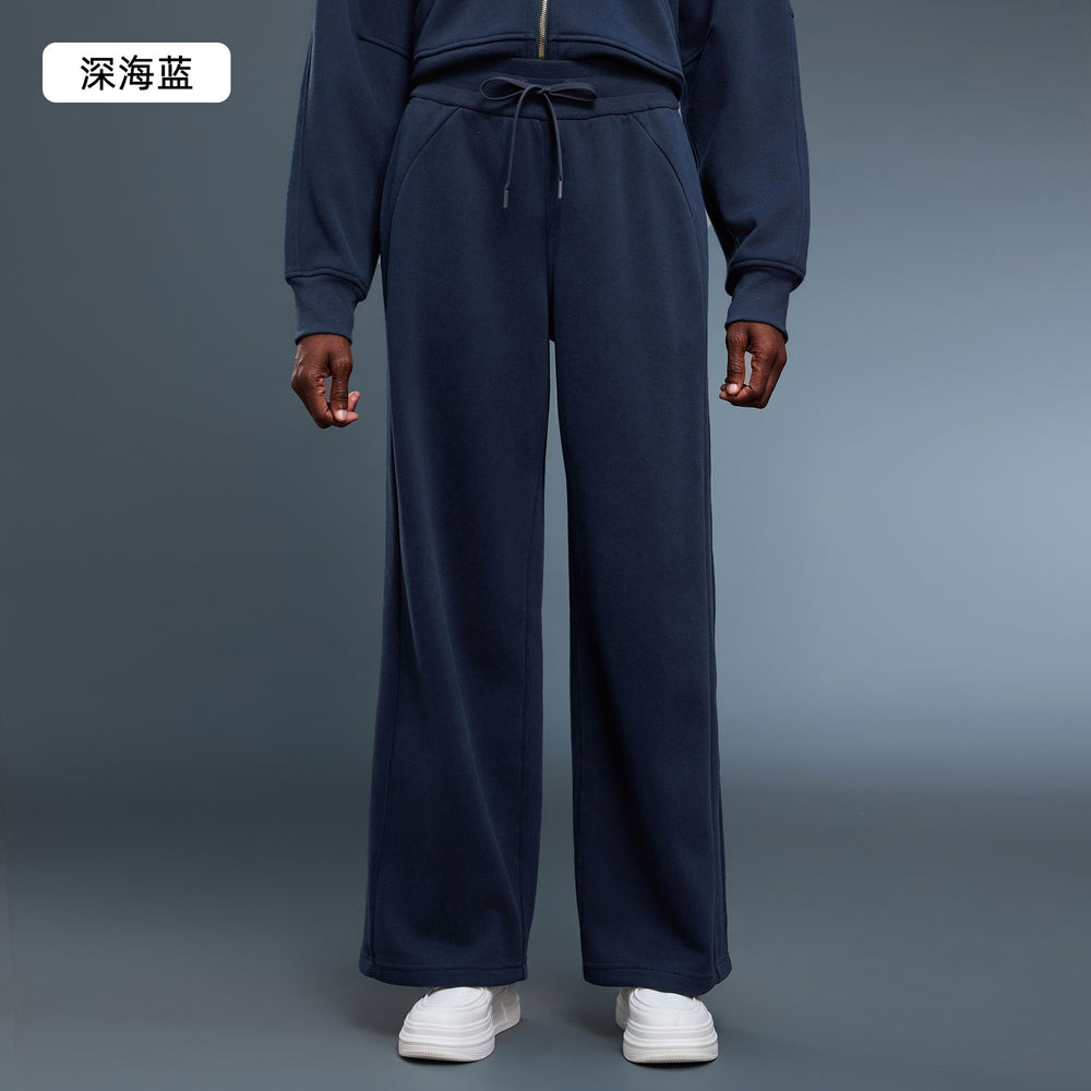 Women's fall/winter fleece-lined thickened straight-leg wide-leg pants - loose fit, warm, slimming, casual, and athletic long pants d25133