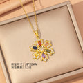 X8361-gold-snowflake necklace [titanium steel chain copper inlaid zirconium pendant]