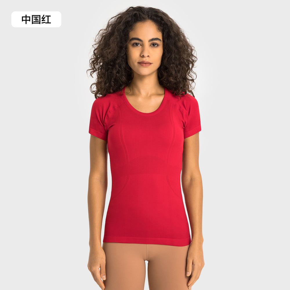 Spring/summer new women's short-sleeve crew neck sports t-shirt - running, fitness, slim-fit, breathable yoga top - s2067