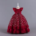 New in stock children's skirt small flying sleeves kids dress princess dress girls piano performance dress kids dress