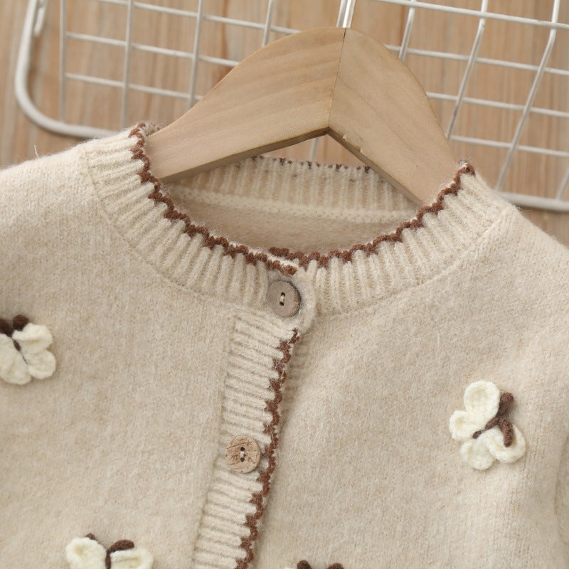 Kids' base layer sweater  autumn new arrivals: cute two-piece set for little girls, girls' crew neck sweater thickened outfit