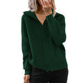 Fashion cross-border fall and winternew arrivalstripescasualoutwearlooseknitting shirt zipper cardiganlong sleeves lapel sweater women