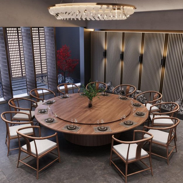 Hotel banquet electric large round table dining table with turntable high-end desktop 10 people 20 people box hotel hot pot table