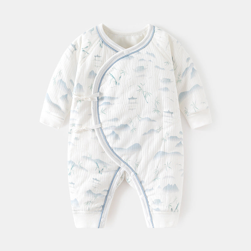 Babibele quilted romper - lightweight cotton, seamless bodysuit, autumn/winter pure cotton newborn butterfly outfit, baby crawling suit