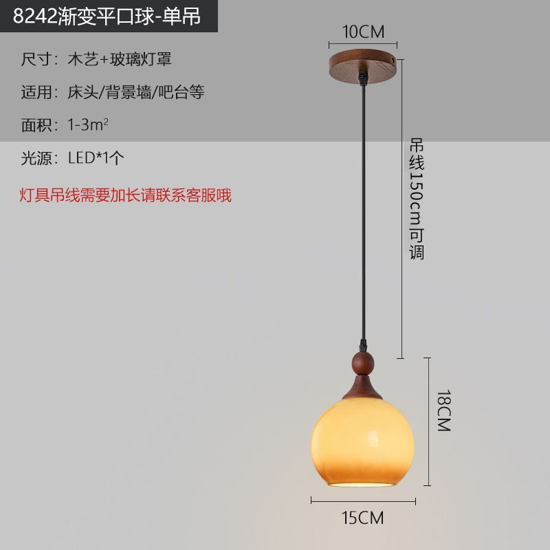 Medieval style lamps bedroom bedside small chandelier bedside table retro restaurant aisle new chinoiserie single head long hanging lamp