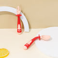 Wow baby food supplement bendable fork and spoon factory kids independent learning food rocket fork and spoon infant twist fork and spoon