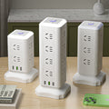 Multi-outlet vertical power strip with usb ports, multifunctional home & office power strip, cube power strip with cord management, desktop night light