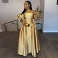European and american cross-border women's fashion:  summer new arrival - elegant puff sleeve square neck high waist a-line maxi dress with flared hem