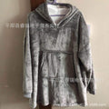 Pullover fleece thickenedlong pajamas heattech tv blanket outdoor cold-proof nightgown couple outfit sweatshirt fleece heattech