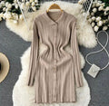 Autumn winternew arrivalfashionfashioneasiest for matchpure colorsilm polo collar pit strip knittinglong sleevesdress short skirt for women