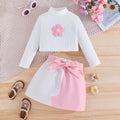 fashionnew arrivalfall and winterfashion small turtleneck with small flowers long sleevestops+bowspatchwork half sleeves