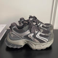 Chunky platform monster dad shoes - women's trendy ins style, spring 2026 new arrival, versatile retro silver-gray athletic casual sneakers